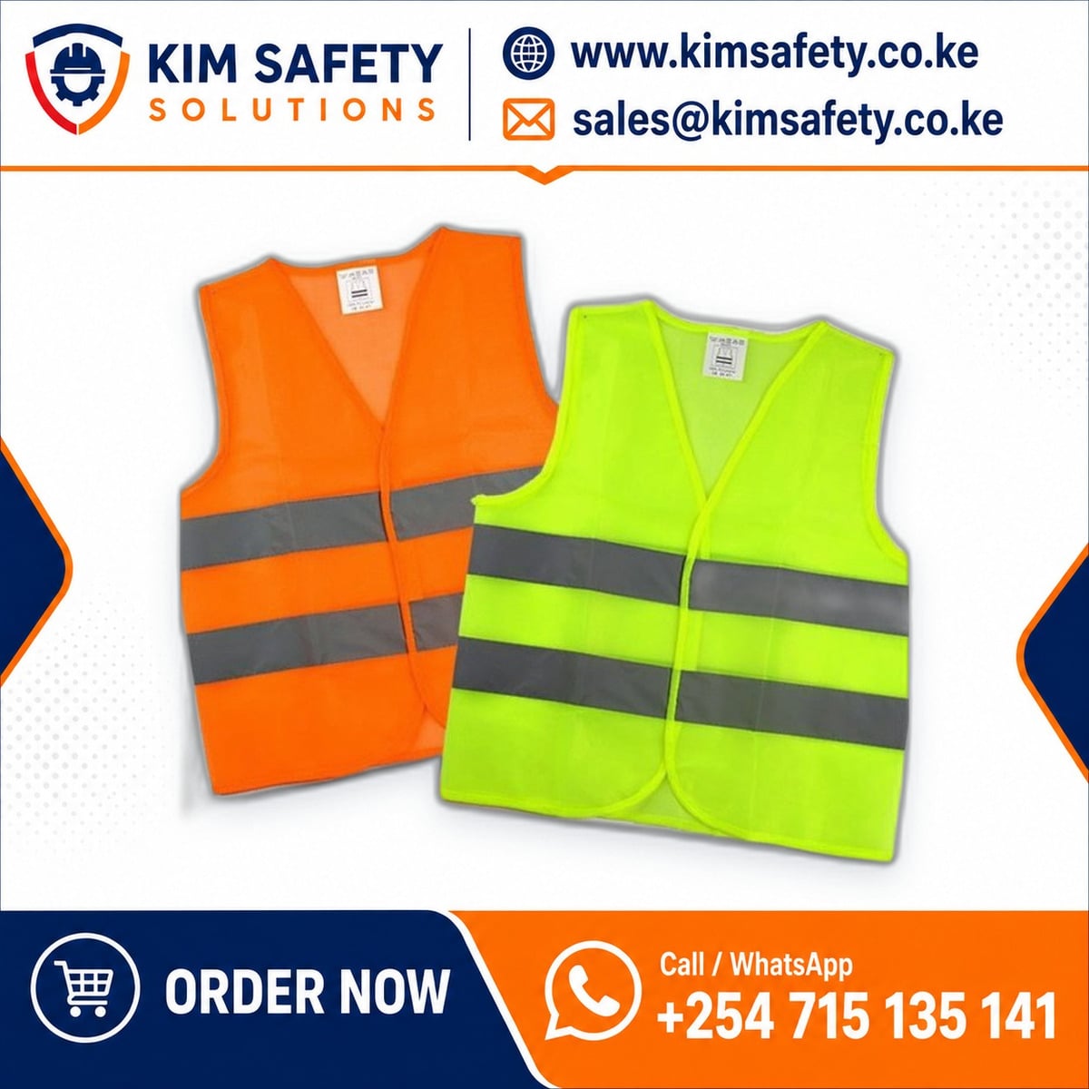 HiVis Class 2 Reflective Vest — Orange — KimSafety