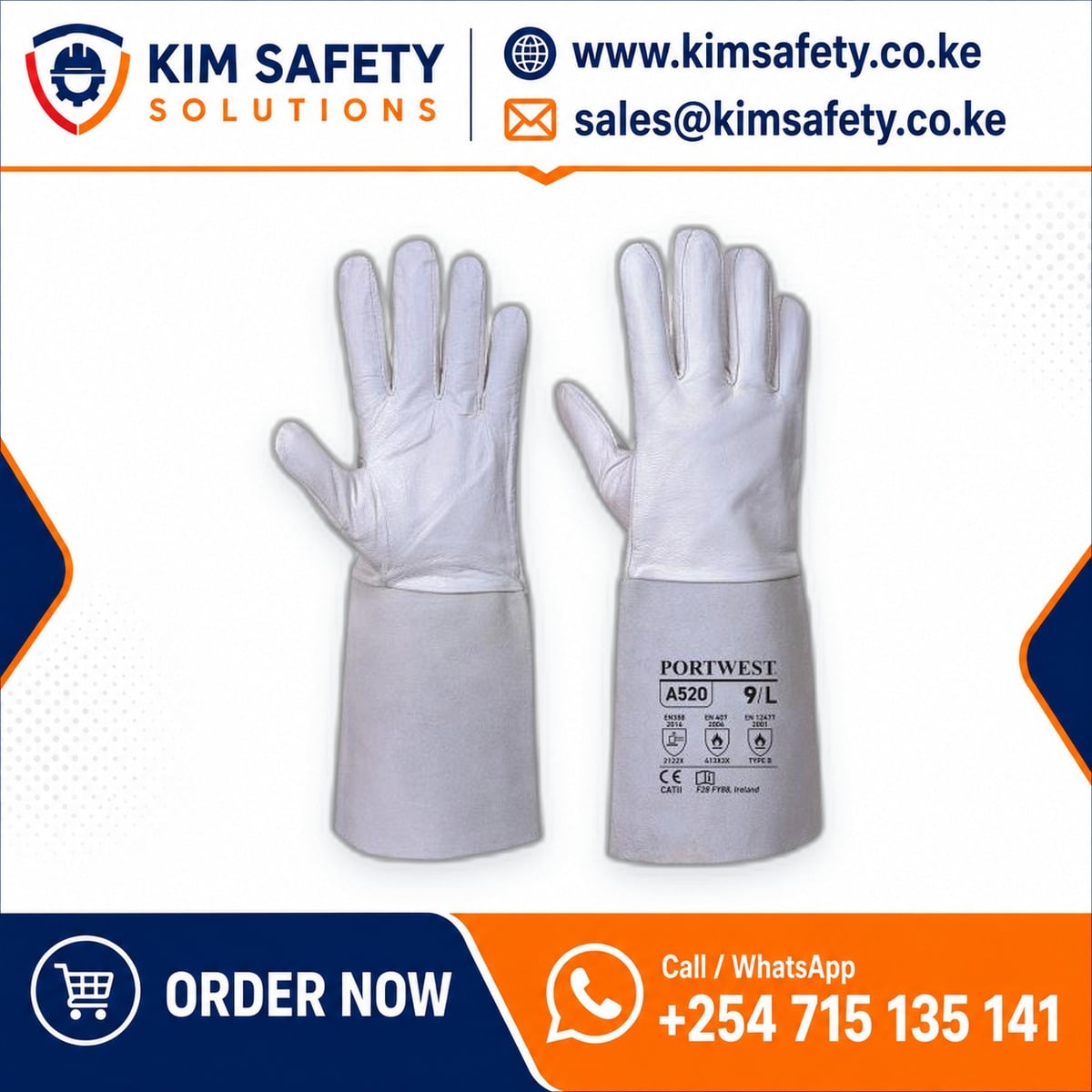 Cowhide TIG Leather Gloves 14″ — KimSafety