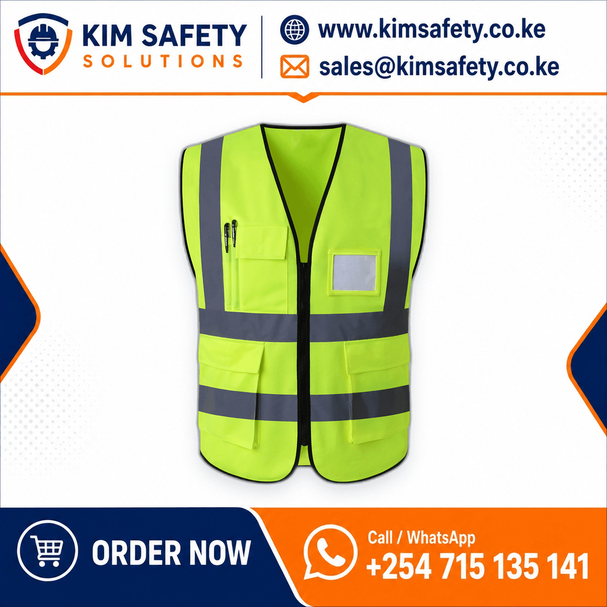 Designer Reflective Jacket (Orange) — KimSafety