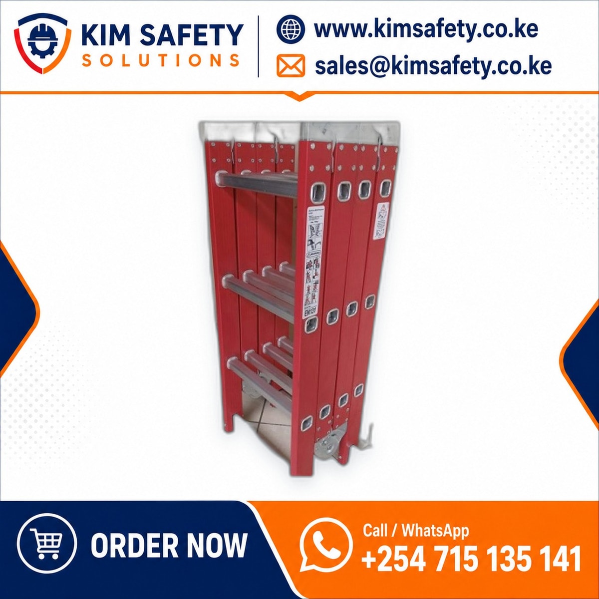 12-Step Multipurpose Aluminium Ladder 3.7m (Red Edition) — KimSafety