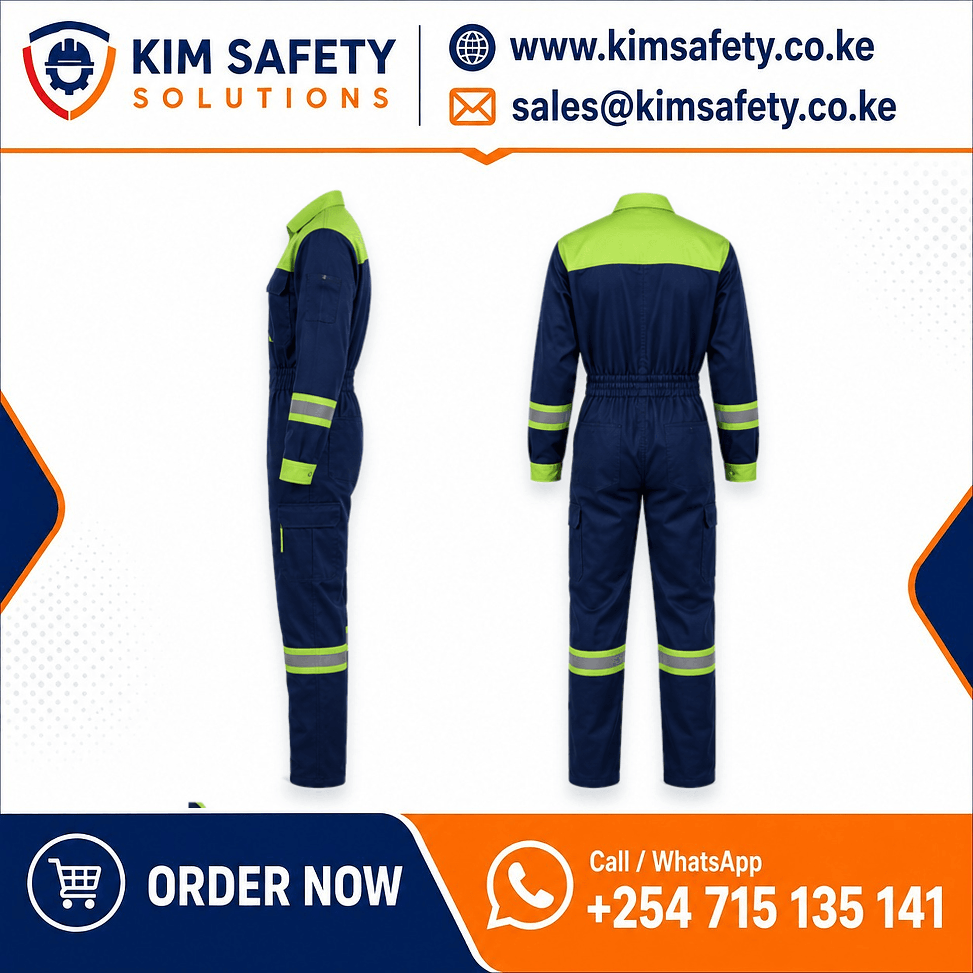 FlexFit HiVis Coverall — Navy — KimSafety