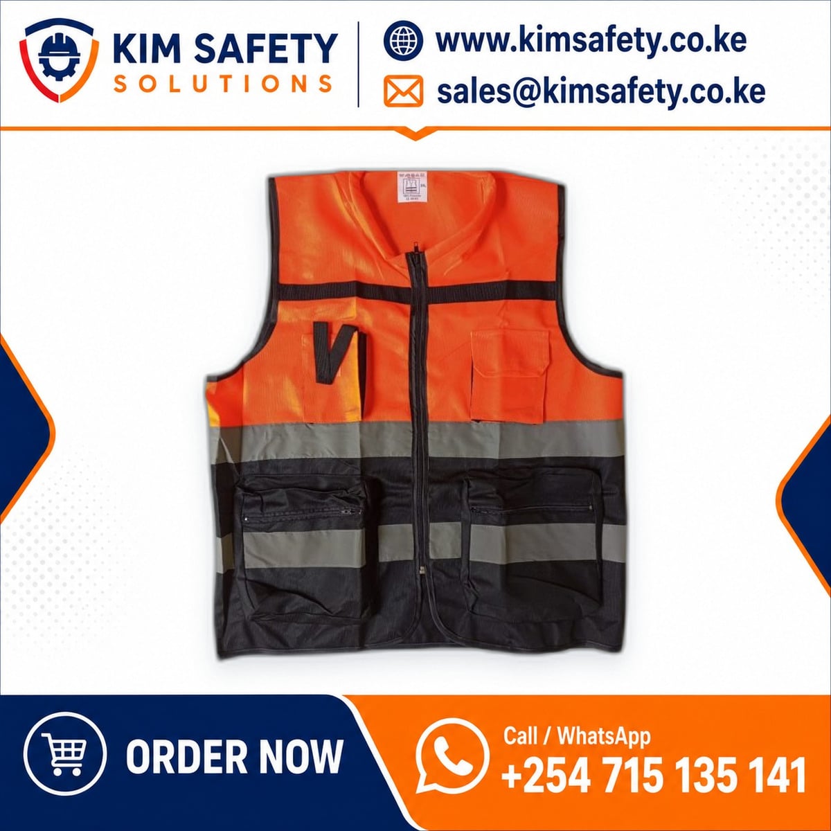 Designer Reflective Vest (Orange/Black) — KimSafety